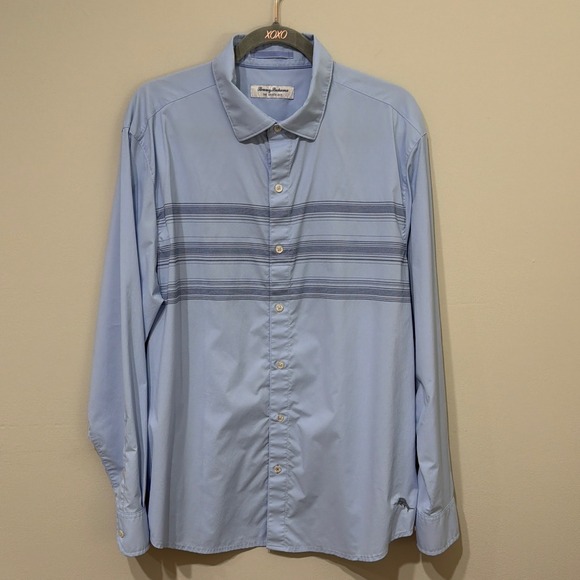 Tommy Bahama Other - Tommy Bahama Siesta Key Mens Large Light Blue Striped Performance Shirt Large